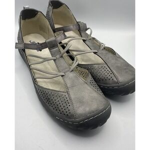 JBU Jambu Fig‎ Loafer Flat Shoes Gray Silver Gunmetal Mary Jane Slip On Women 10